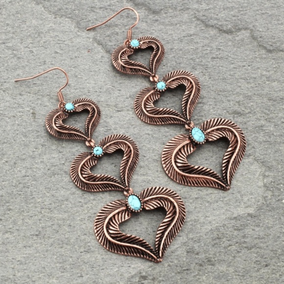 Jewelry - Western Heart Fish Hook Earrings Jewelry - Western Heart Fish Hook Earrings